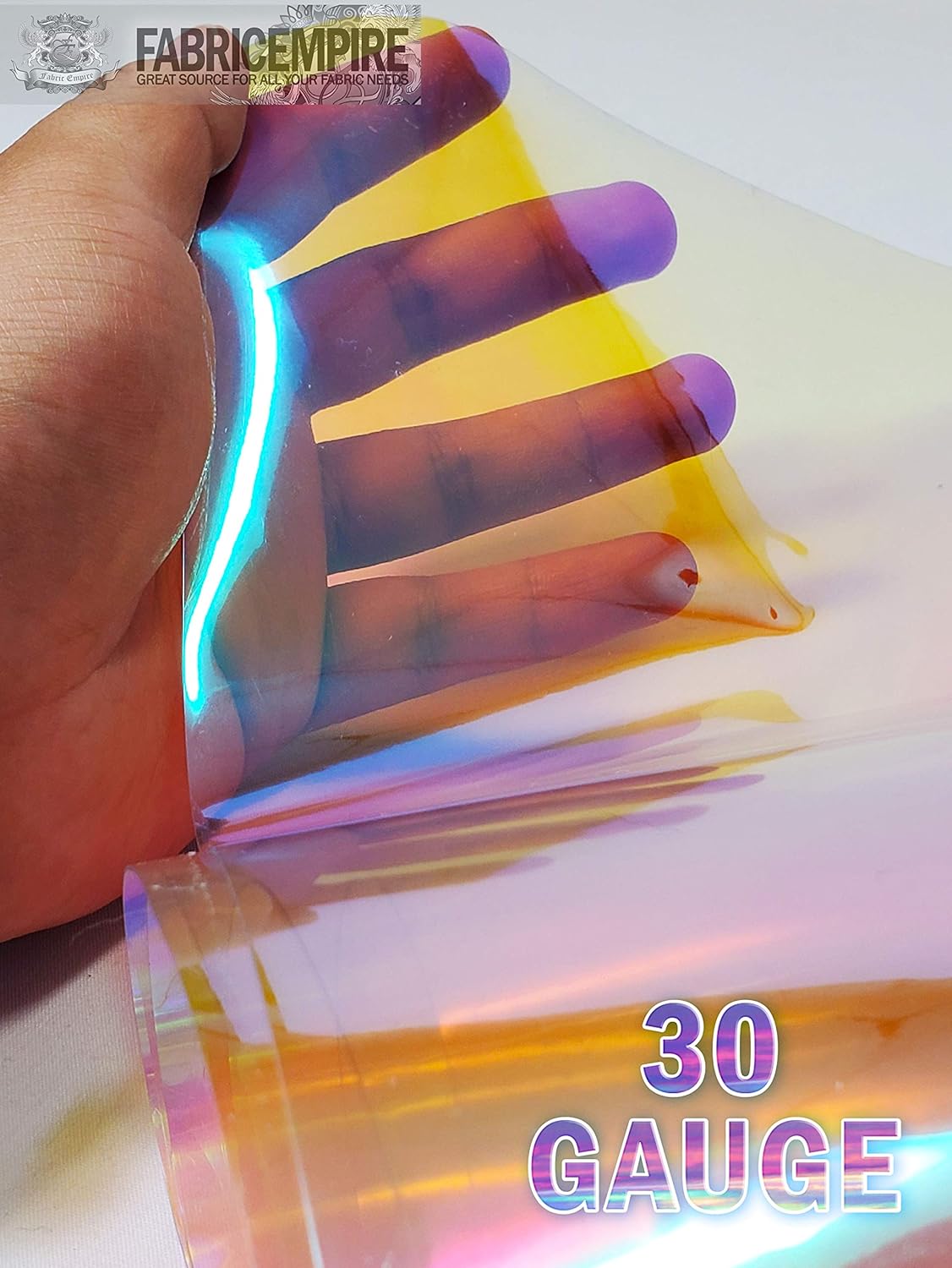 The Yard – Tela de vinilo de plástico iridiscente transparente holográfica de 54 pulgadas de ancho (calibre 30, rosa)