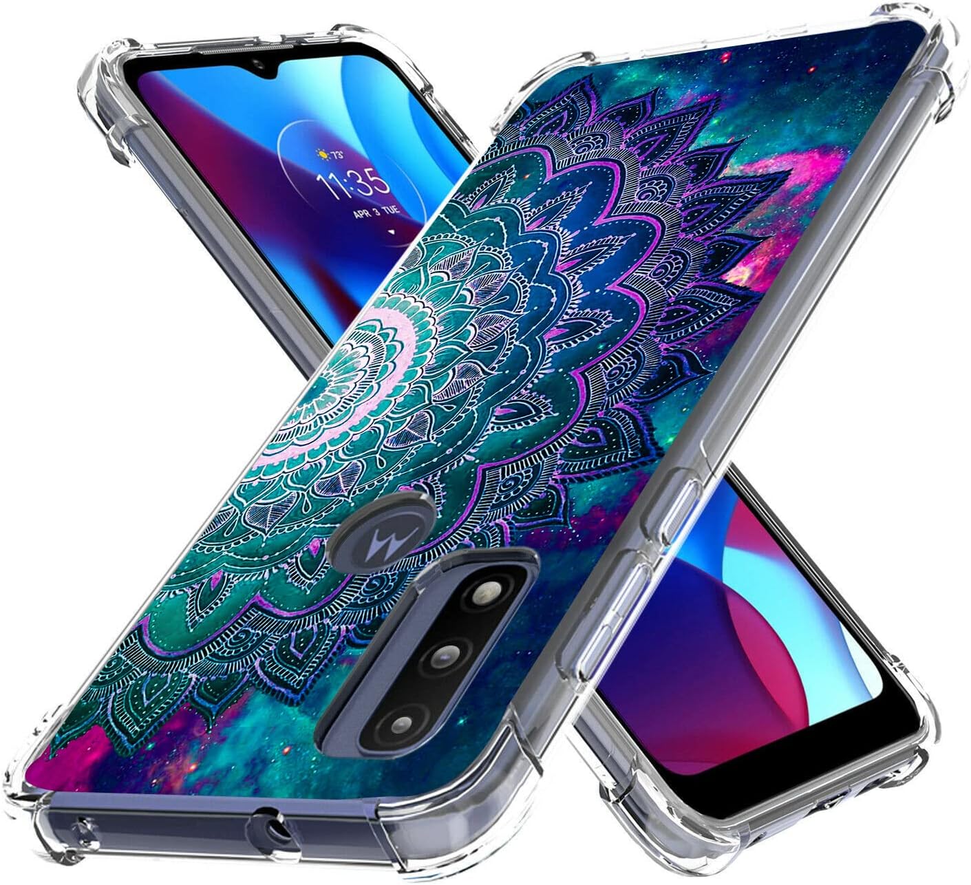 Beaucov Funda para Moto G PureMoto G Power 2022Moto G Play 2023, Mandala Flower Space Drop Protección a prueba de golpes Carcasa protectora de