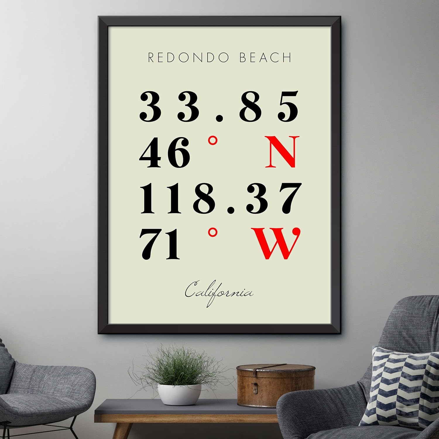 Mapa de Redondo Beach, California, Coordenadas Multilíneas de Colores (18×24)