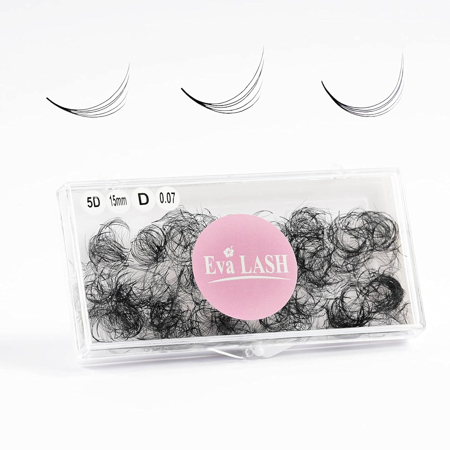 EVA LASH 500 extensiones de pestañas postizas en abanico 5D6D8D10D12D14D16D, hechas a mano, grosor de 0.050.070.1 0.315-0.669 in, rizo CD, bandeja