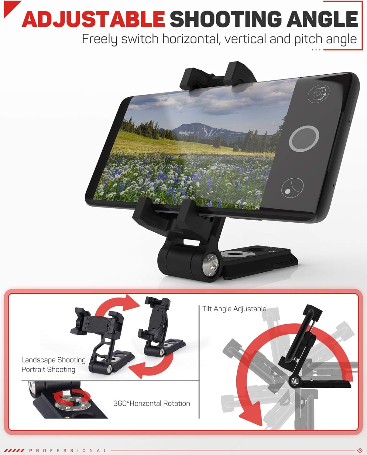 IFOOTAGE Adaptador universal de montaje de trípode para teléfono con zapata fría, soporte de teléfono celular de rotación de 360 para trípode,