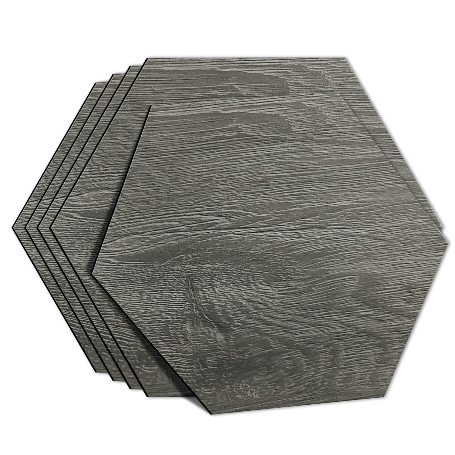 KASARO Azulejo decorativo autoadhesivo de PVC hexagonal de 15 hojas, para baño, dormitorio, cocina, sala de estar, suelo de piedra de mármol de 0.12