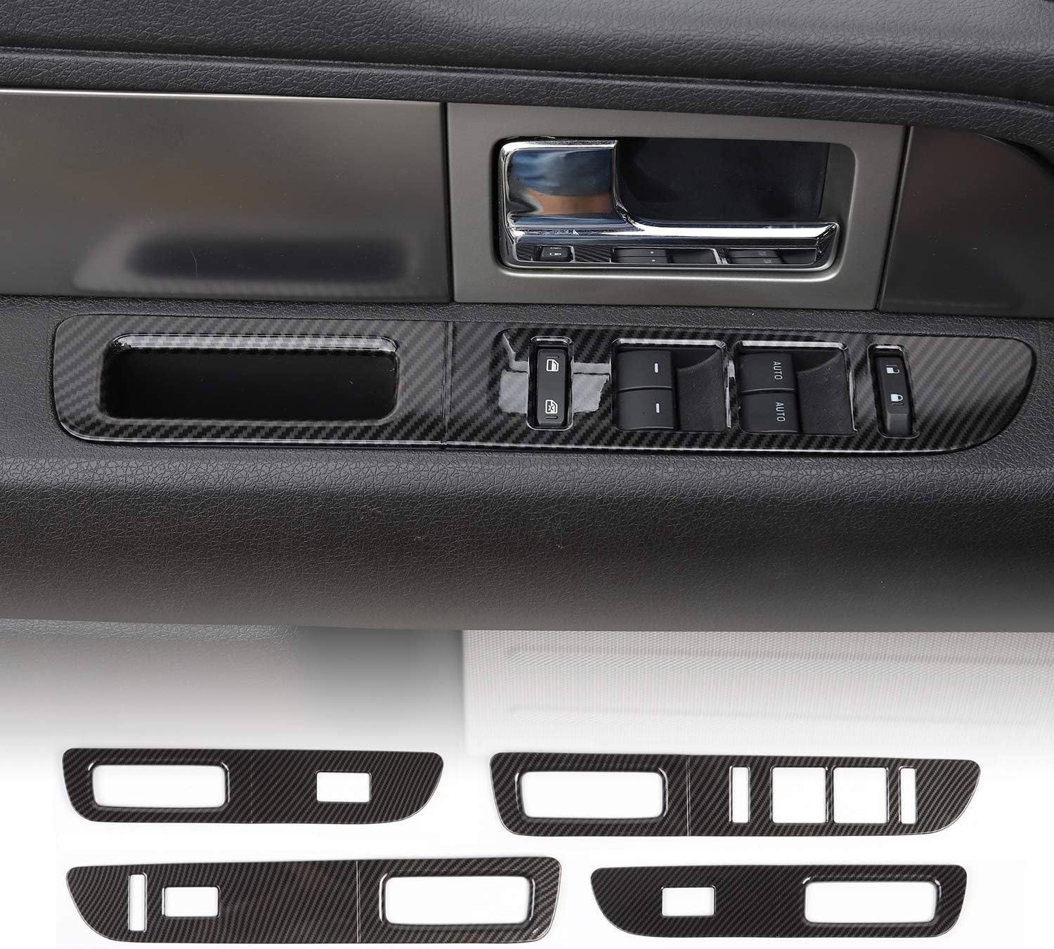 Interruptor de elevalunas de coche Decoración del panel del marco de la cubierta del marco para Ford F150 2009-2014 (fibra de carbono)