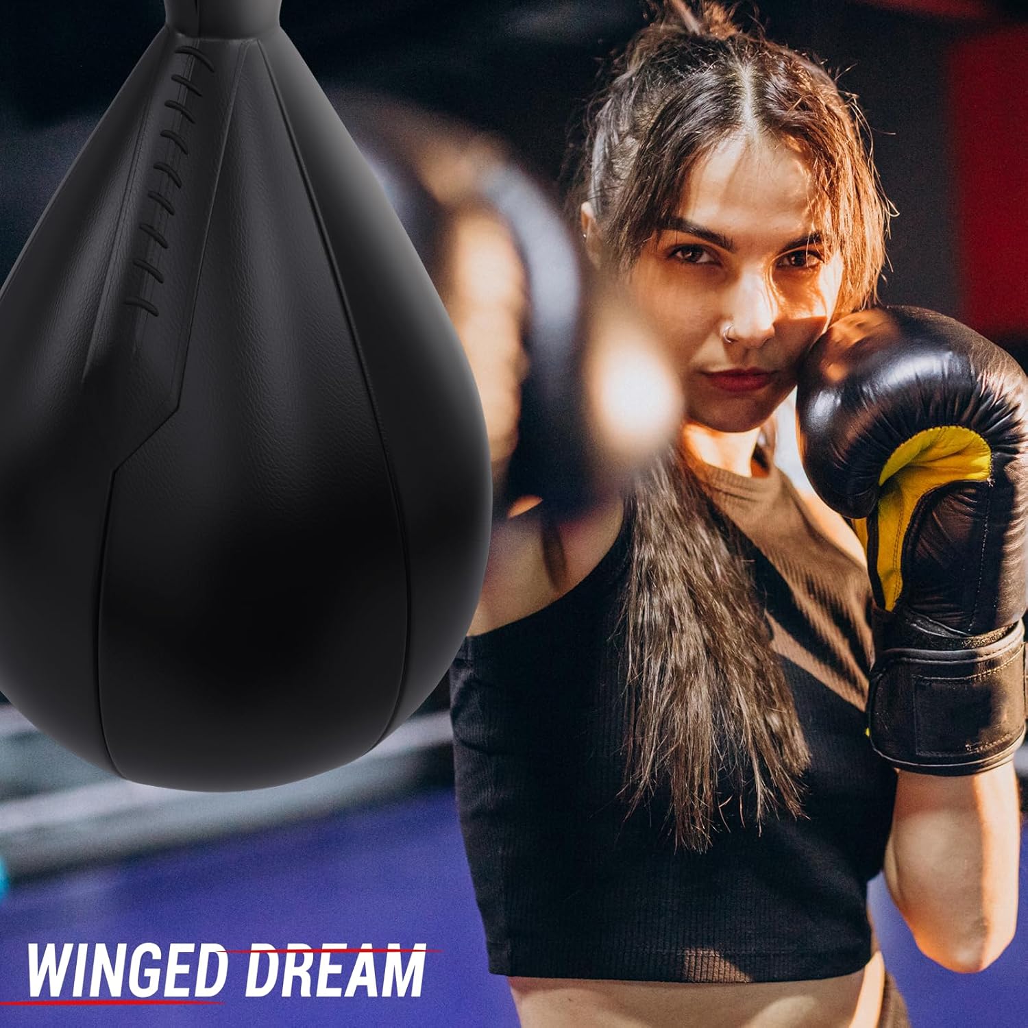 WingeddreaM Bolsas de velocidad de boxeo, piel sintética, paquete de 2 bolsas de boxeo para colgar, Speedball, Dodge Striking Bag para boxeo, artes
