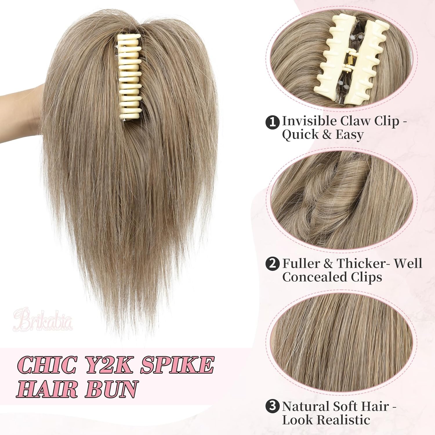 Moños de pelo, clip de garra, pieza de pelo desordenado para mujer, extensión de pelo corto de cola de caballo, extensión de pelo despeinado hacia