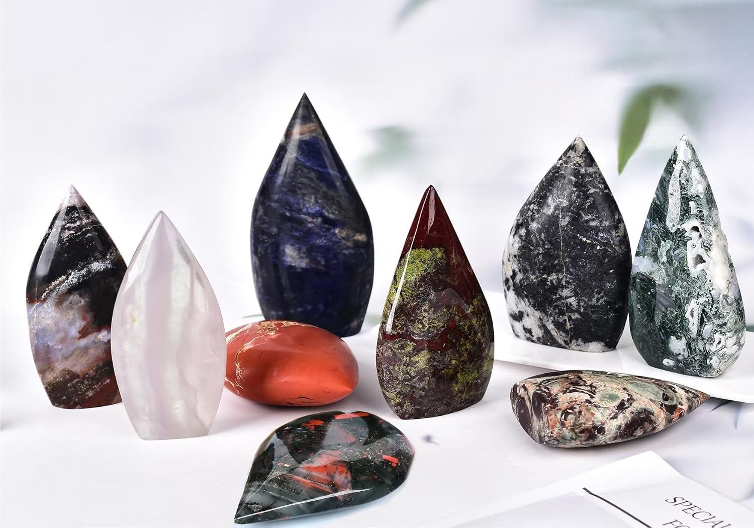 Torre de varita de cuarzo en forma de gota de cristal curativo de turmalina negra, 0.6-1.1 libras