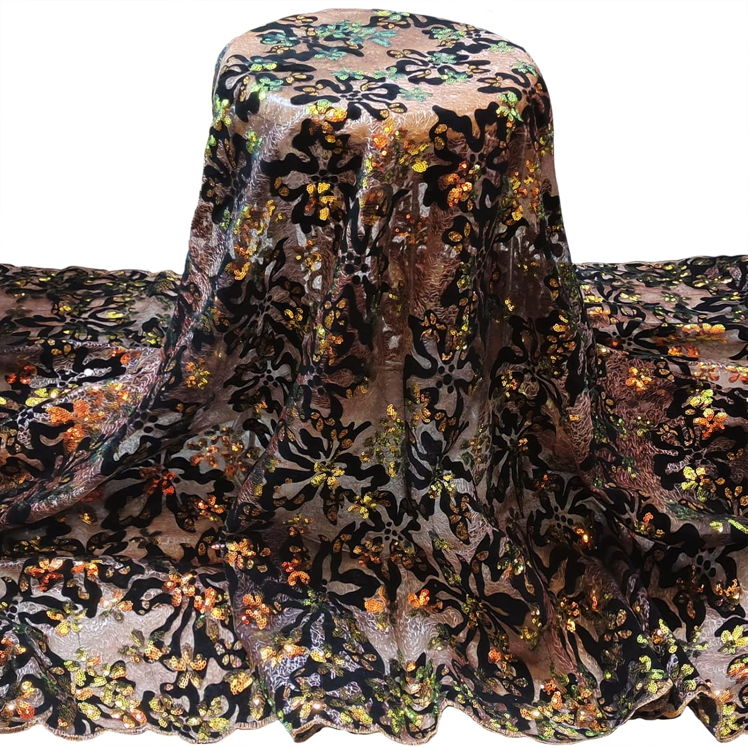 Bestway Tela de encaje africano de terciopelo cortado con láser, 5 yardas, lentejuelas de moda, bordado, malla francesa, material de encaje, mujeres