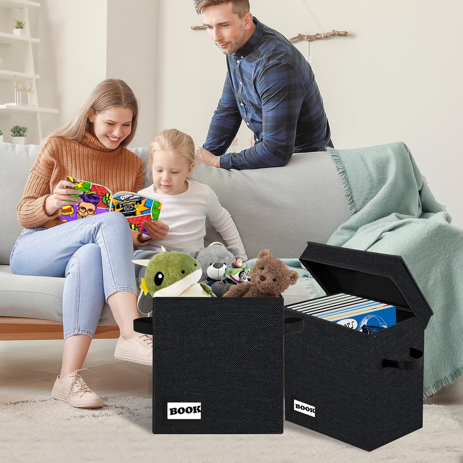 Paquete de 3 cajas de almacenamiento de cómics, organizador protector de cómics de colección, 11.8 x 9.8 x 7.8 pulgadas, plegable con capacidad para