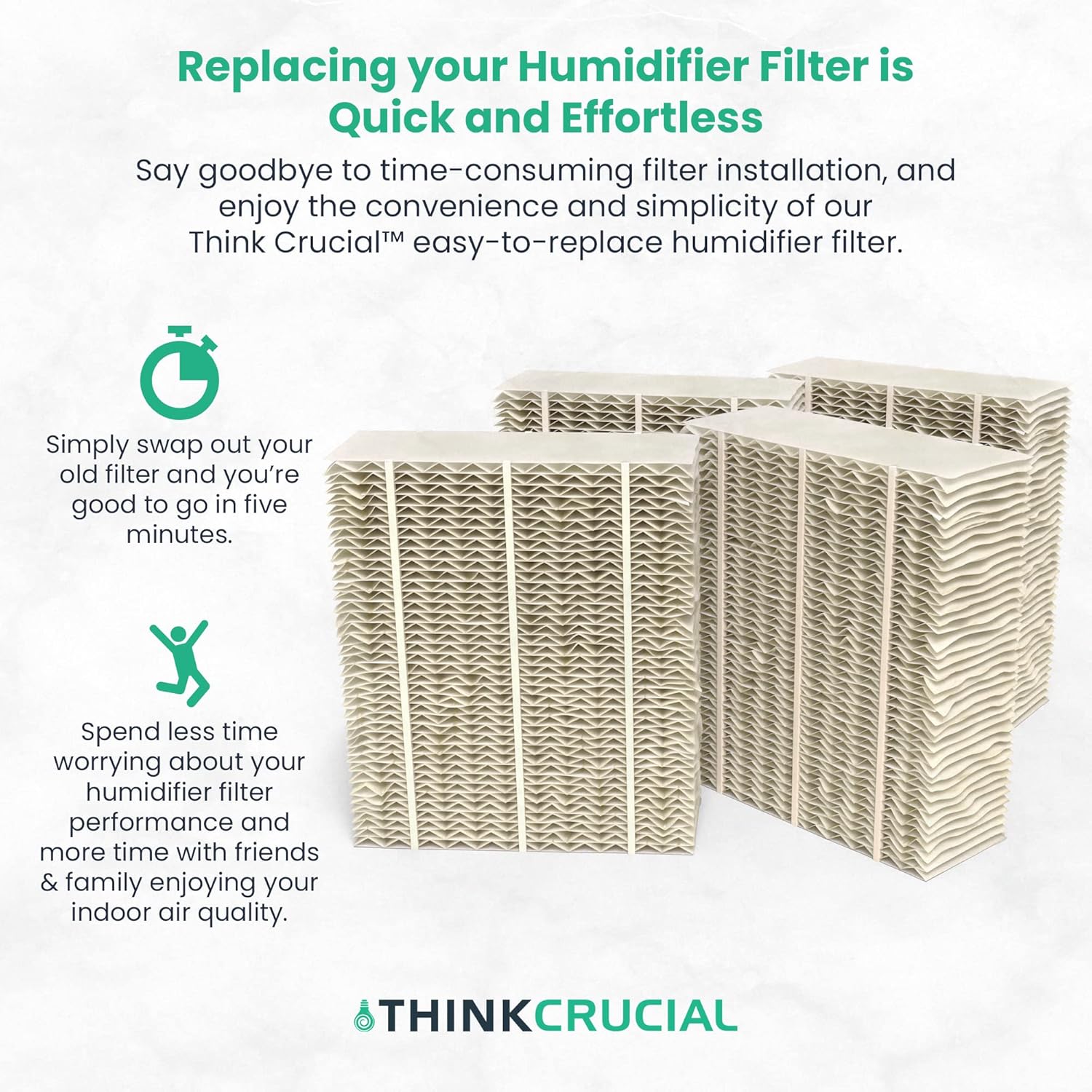 Think Crucial – Filtros de mecha de papel humidificador de repuesto -Compatible con Aircare Parte # 1043 y modelos EP9500, EP9700, EP9800, EP9R500,