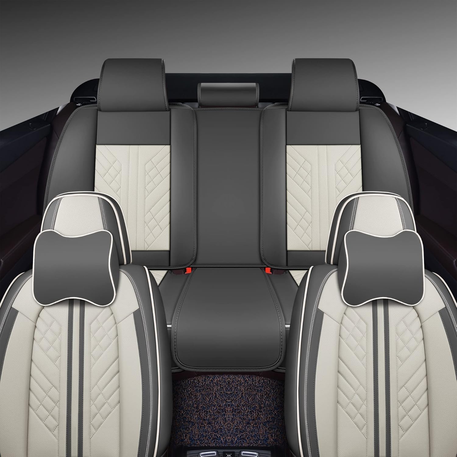 Funda de asiento de automóvil de cobertura completa de piel sintética de lujo, antideslizante, universal, se adapta a sedanes, SUV, camioneta con