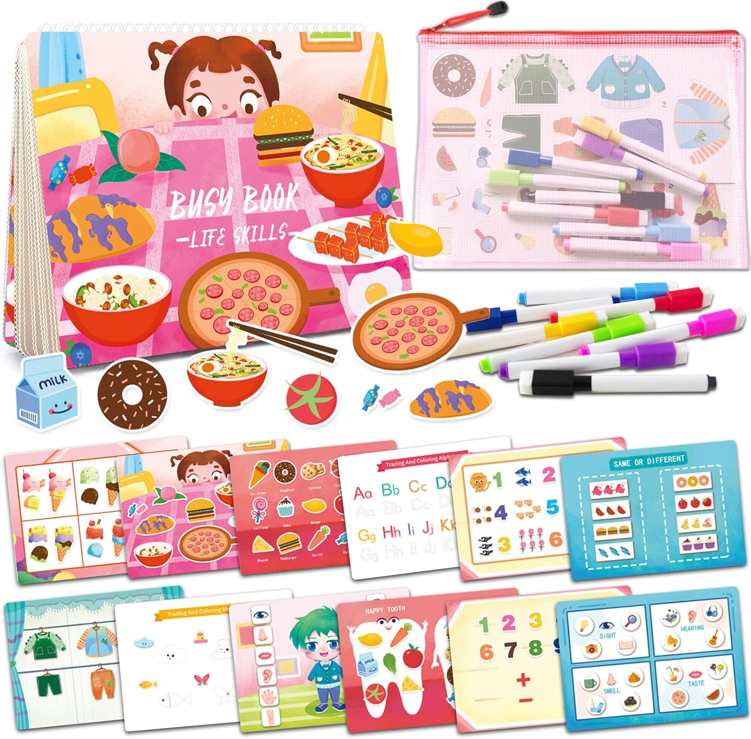 Busy Books – Actividades de aprendizaje preescolar – Juguetes Montessori para niños pequeños de 3, 4, 5, 6, 7, 8 años, libro sensorial de jardín de