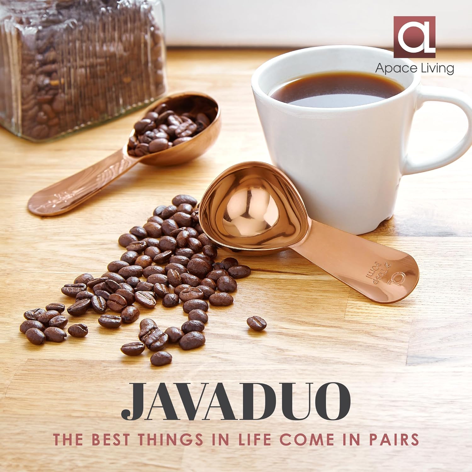 Apace Living Cuchara de café (juego de 2)  2 cucharadas (cucharadas)  Las mejores cucharas medidoras de acero inoxidable para café, té y más
