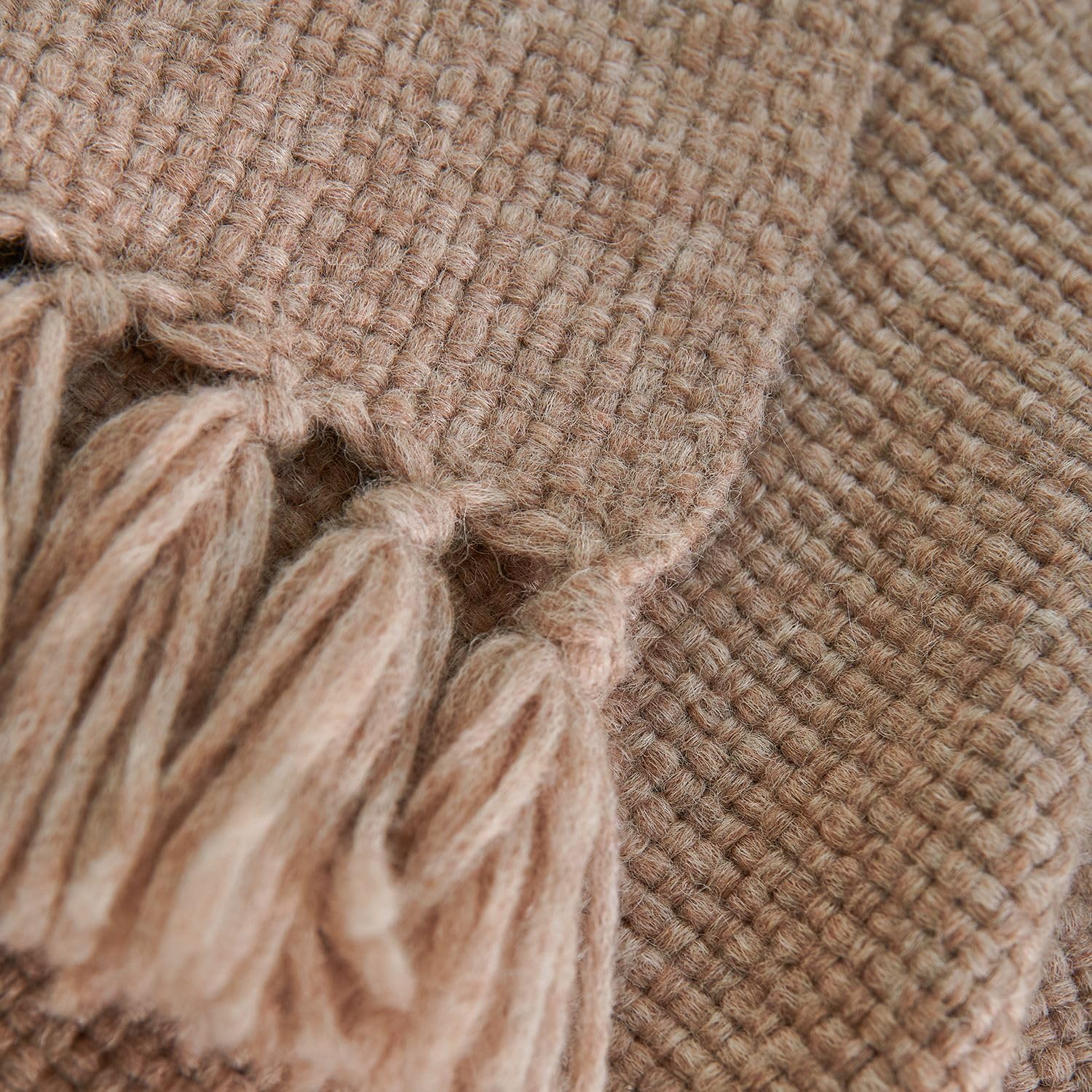 Esterra Manta de alpaca de lujo con elegantes borlas anudadas a mano, acogedora, cálida e hipoalergénica, manta de lana merino de alpaca para sofá,
