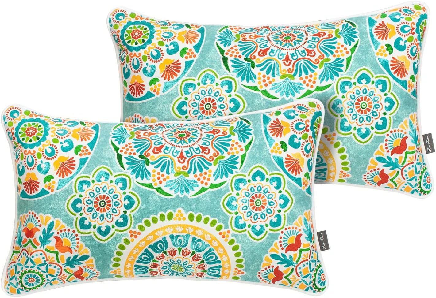 Solo las fundas de almohada lumbar para interiores y exteriores, repelentes al agua, resistentes a la decoloración, para patio, 12 x 20 pulgadas,
