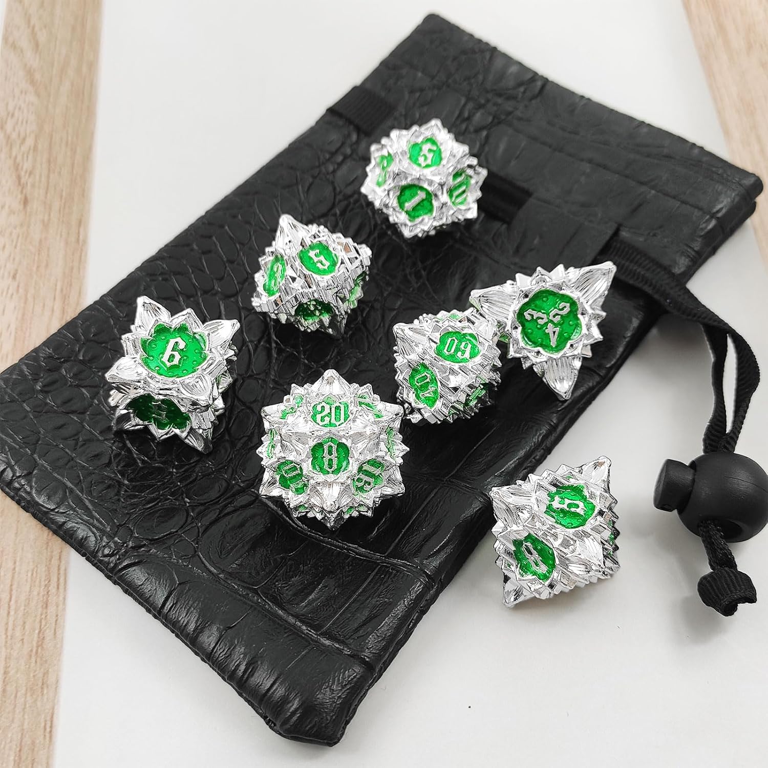 Juego de dados de metal DND Dungeons and Dragons D&D, 7 piezas de dados gigantes poliédricos MTG, juego de rol de mesa, juego de rol Pathfinder,