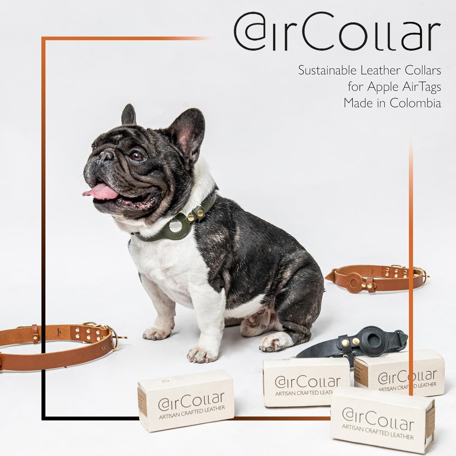Apple AirTag – Collar de cuero natural para mascotas, compatible con Apple AirTag 2021, cuero duradero (S 0.6 pulgadas de ancho para cuello de 12 a