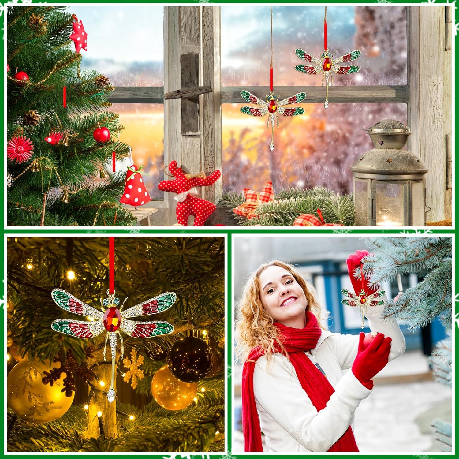 WhatSign Adornos de libélula para árbol de Navidad, libélula de metal, adornos de Navidad, libélula adornos de árbol de Navidad, adornos de libélula