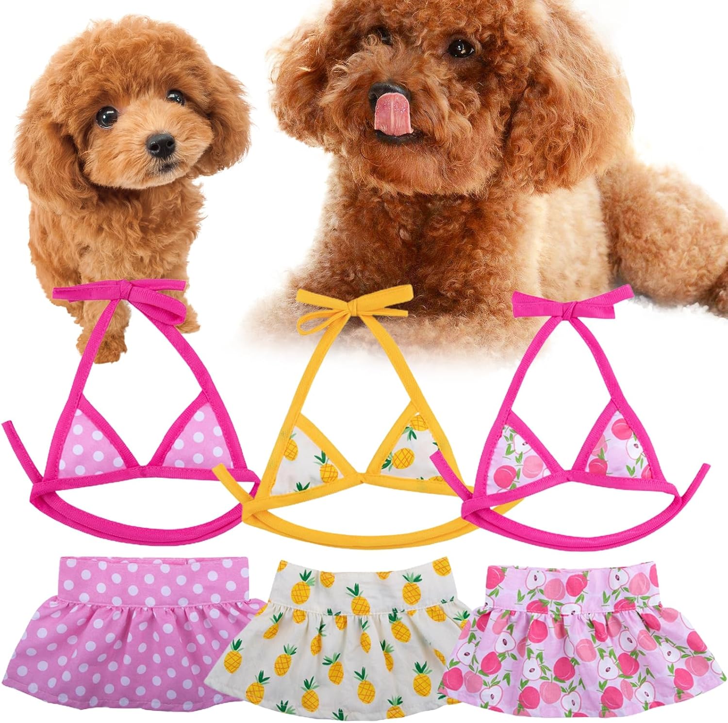 leasote Conjunto de bikini de verano para perro, lindo bikini para mascotas, vestido de cachorro, traje de baño hawaiano para perros pequeños, niña,