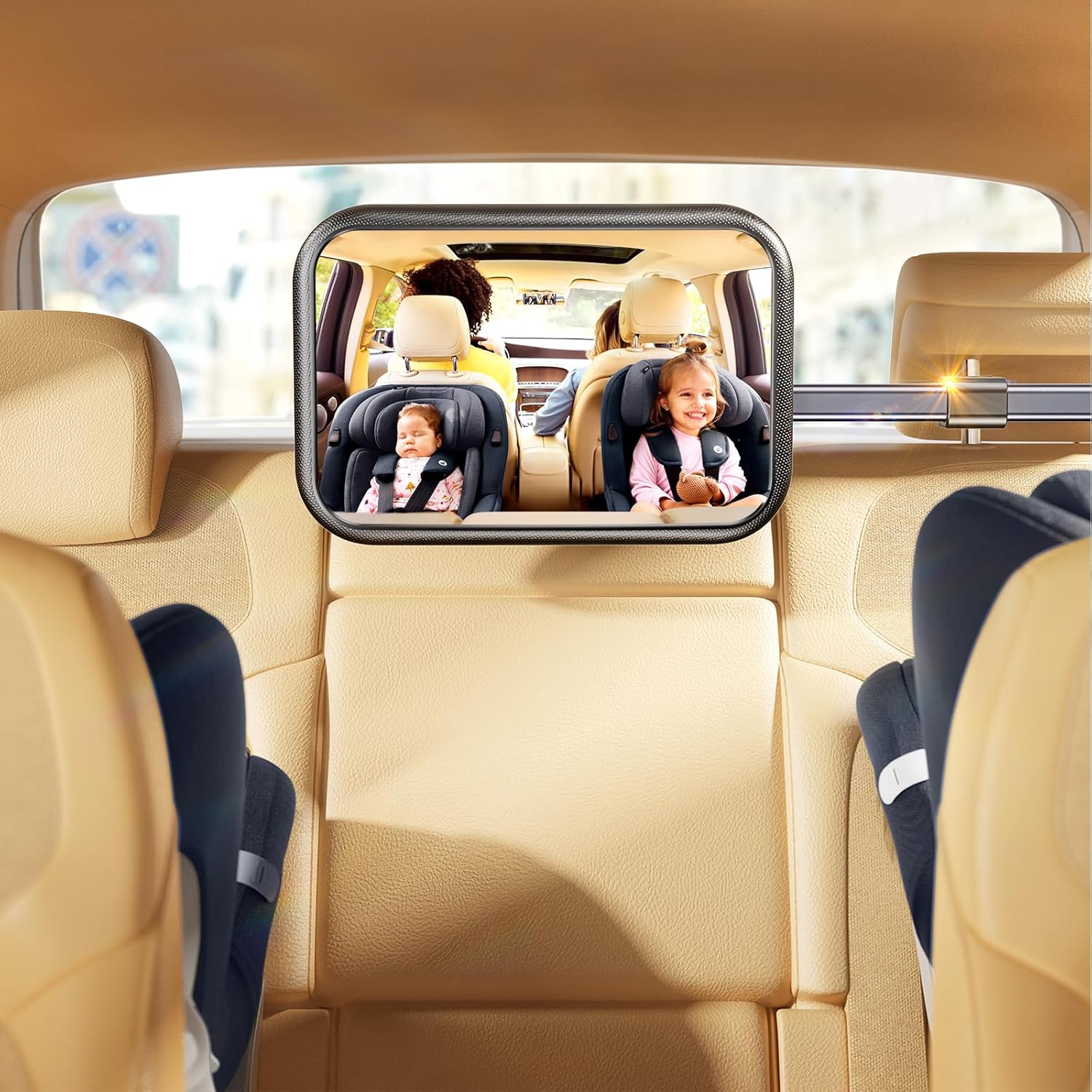 TAZENI Espejo de coche para bebé, espejo de coche elástico para bebé, espejo de bebé de cuidado de 360 para asiento trasero para asiento trasero