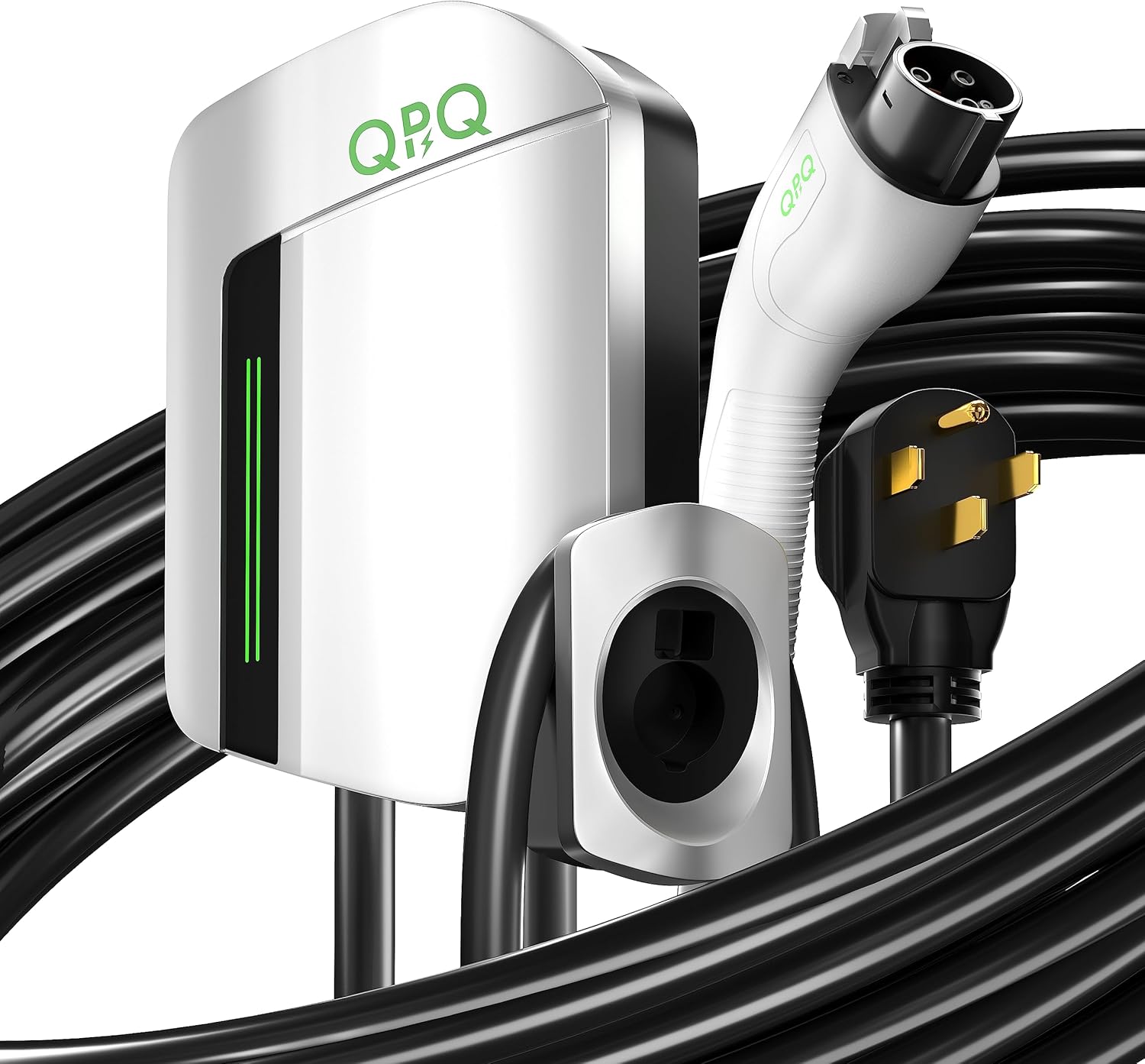 QPQ Cargador de nivel 2 ev de 48 amperios cargador EV nivel 2 NEMA 14-50 ev Cargadores para el hogar Nivel 2 Cargador de coche eléctrico Cable de 25