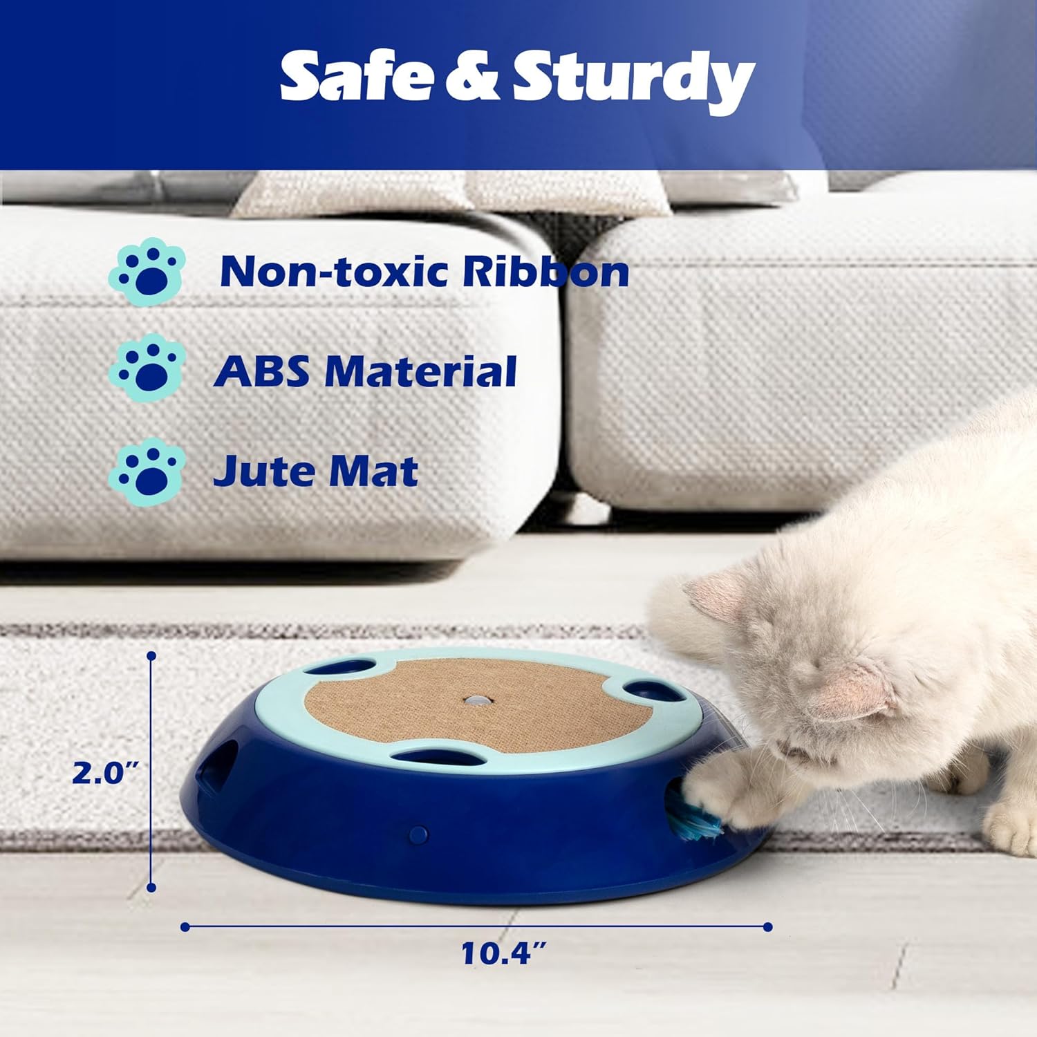 PetPrime Juguetes interactivos 2 en 1 para gatos de interior, juguete electrónico para gatitos con alfombrilla de yute, lindo juguete de ratón