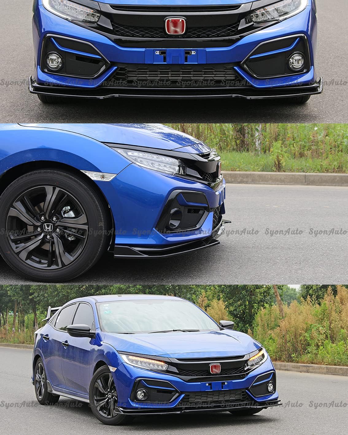 Se adapta a Honda Civic Hatchback 2016-2021 y Si JDM GLOSS BLACK PARACHOQUES DELANTEROS