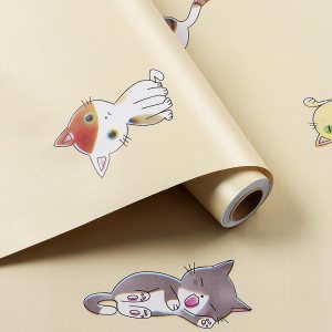 HelloWall Papel tapiz para niños, de 17.71 x 78.7 pulgadas, para dormitorio, baño, lindo patrón de gato, papel tapiz adhesivo extraíble amarillo HelloWall Papel tapiz para niños, de 17.71 x 78.7 pulgadas, para dormitorio, baño, lindo patrón de gato, papel tapiz adhesivo extraíble amarillo