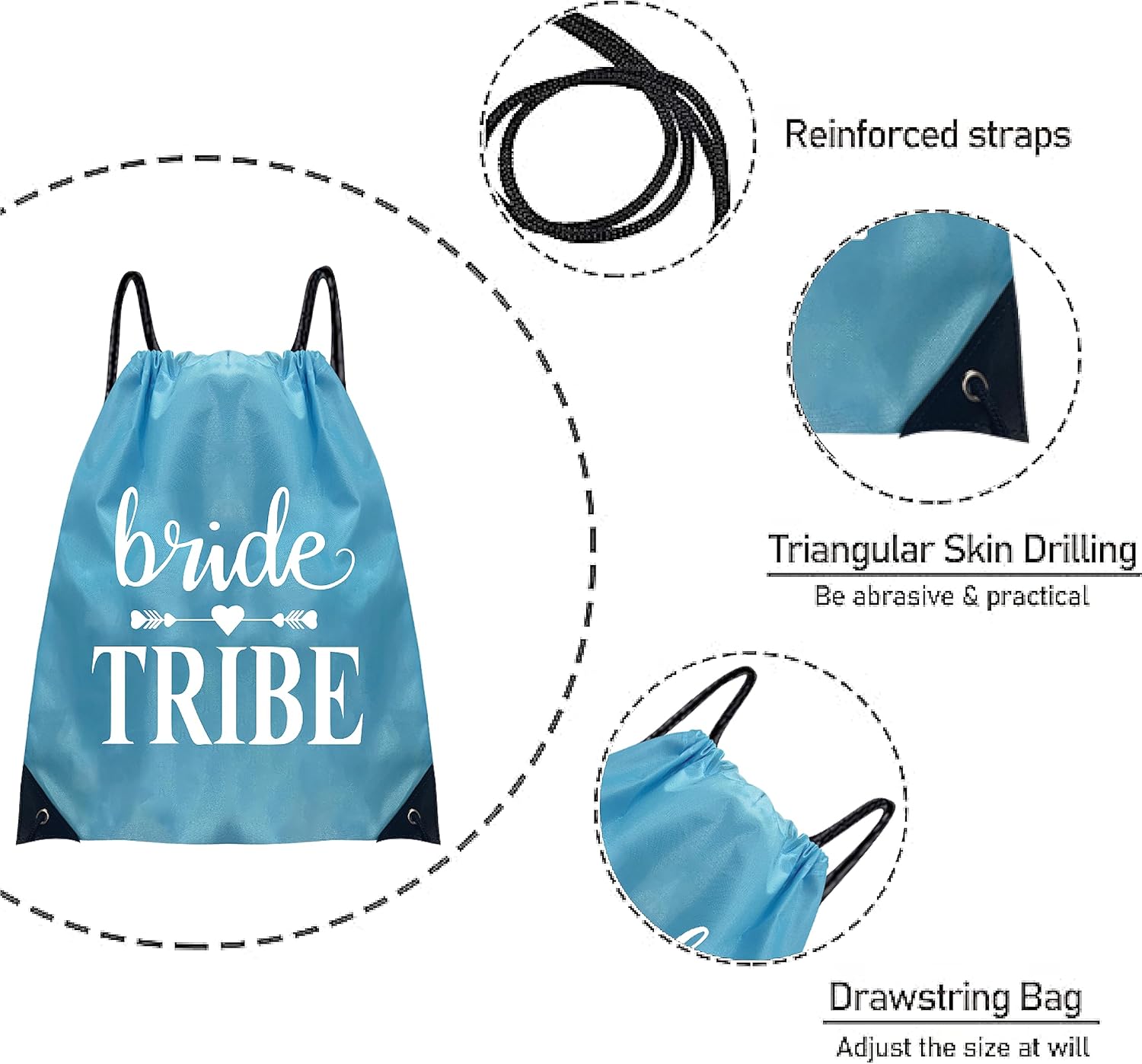 Lady & Home – 10 bolsas con cordón para dama de honor, bolsa con cordón para despedida de soltera, regalo de despedida de soltera, turquesa