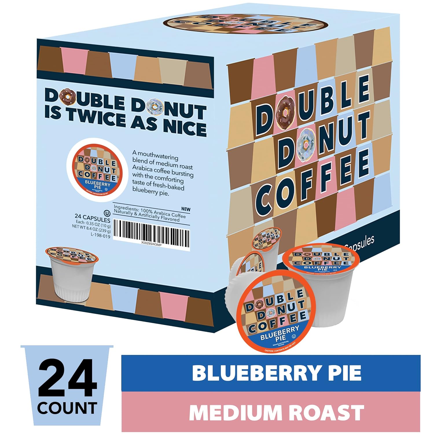 Cápsulas de café con sabor a dona, café de arándanos, café de una sola porción para cafeteras Keurig K Cup, café de tostado medio en cápsulas