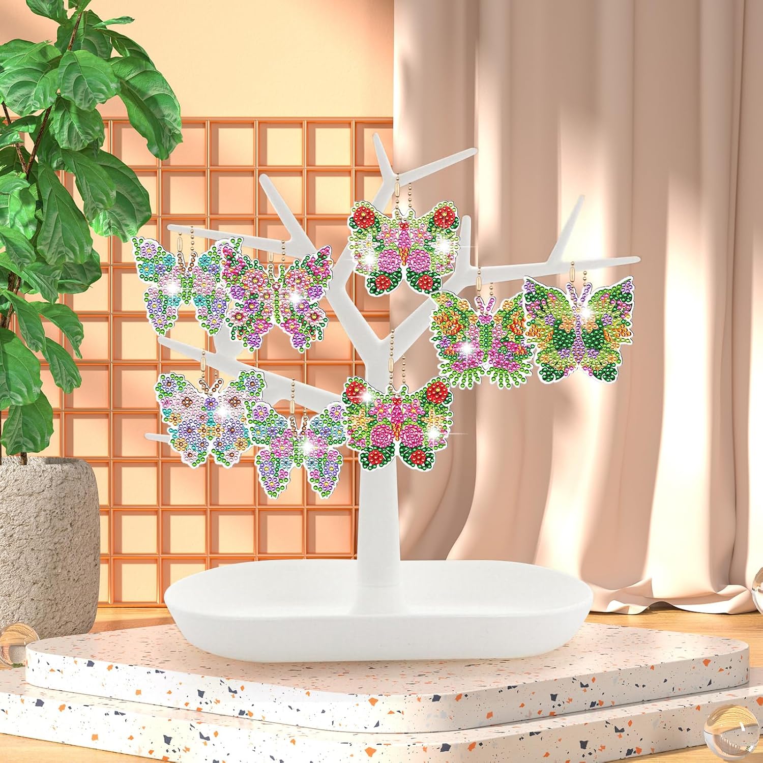 ZYNERY Kits de llaveros de pintura de diamantes, Mariposa Libélula 30 Pcs
