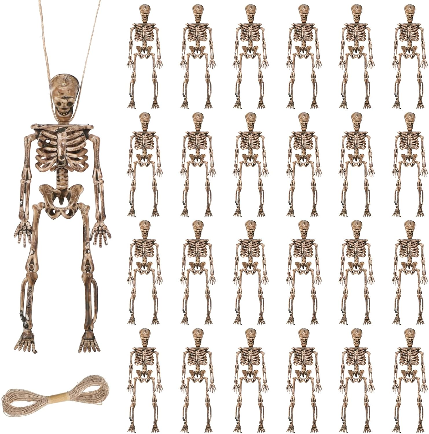 24 piezas de decoración de esqueleto de Halloween de 5.75 pulgadas, decoración de esqueleto de cuerpo completo de plástico, mini esqueleto pequeño,
