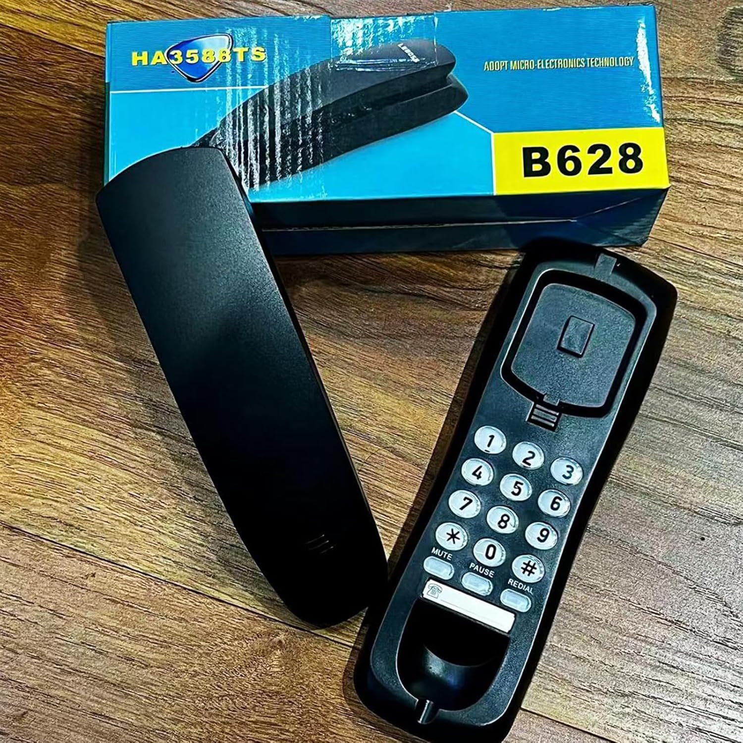 Teléfono fijo Teléfono con cable Teléfono montado en la pared Mini Tamaño Teléfono fijo Teléfono de línea pequeña Teléfono alimentado por línea para
