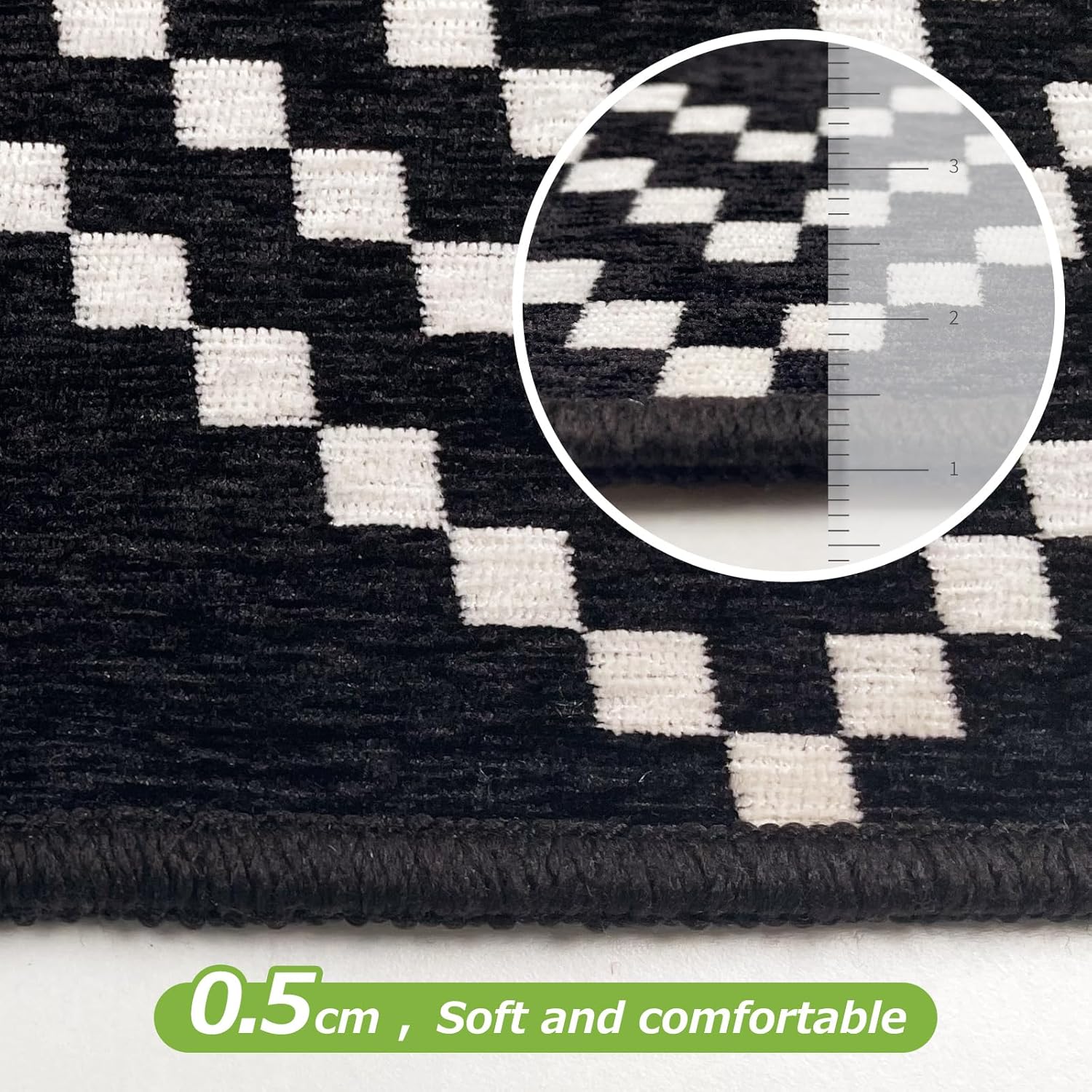 Matace Alfombra marroquí lavable, antideslizante, alfombra tejida de felpilla, delgada, para sala de estar, dormitorio, baño, cocina (4 x 6 pies,