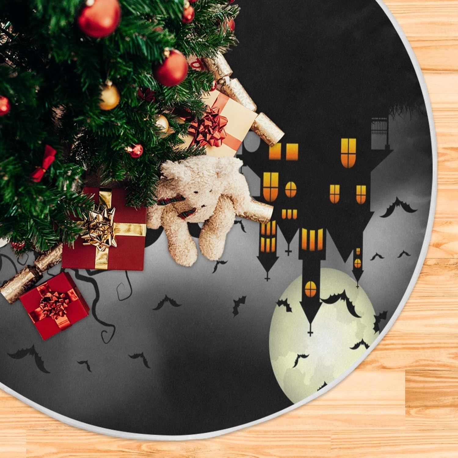ALAZA Decoración de falda de árbol de Halloween, mini falda de árbol pequeña de 35.4 pulgadas con espeluznante Halloween para Halloween, fiesta,