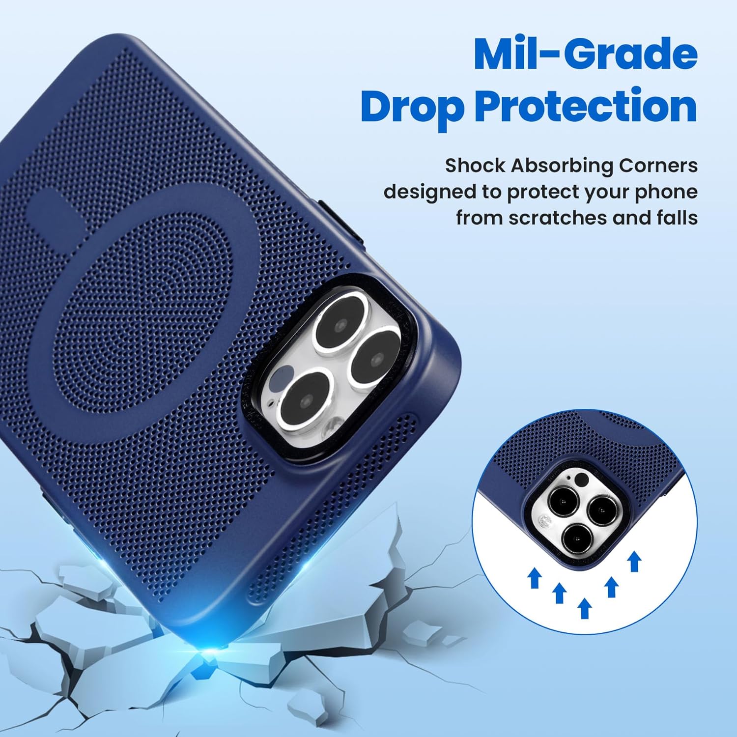 ZCDAYE Funda magnética para iPhone 13 Pro Max, funda de malla hueca 3D para teléfono con disipación de calor compatible con Magsafe, funda de