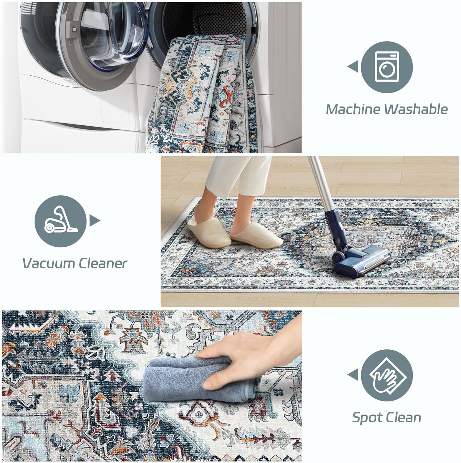 Madane Alfombra lavable de 2 x 7 pies, para pasillo, lavandería, cocina, entrada, alfombra antideslizante con parte trasera de goma, antideslizante,