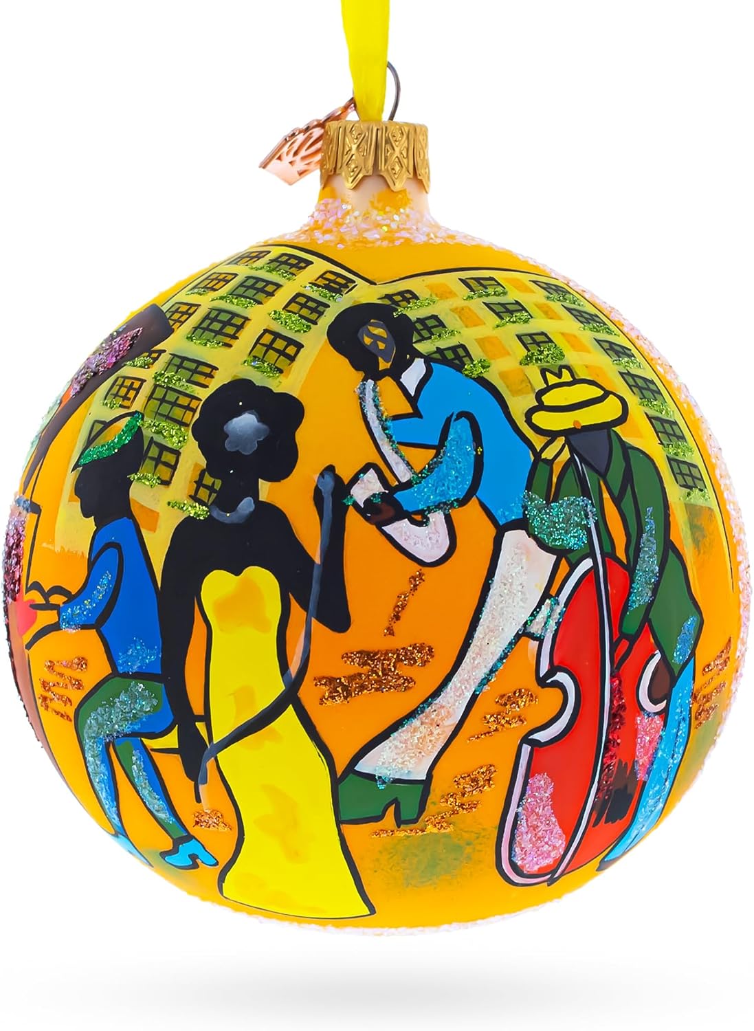 Swingin’ Jazz Band – Bola de cristal soplado para Navidad (4 pulgadas)