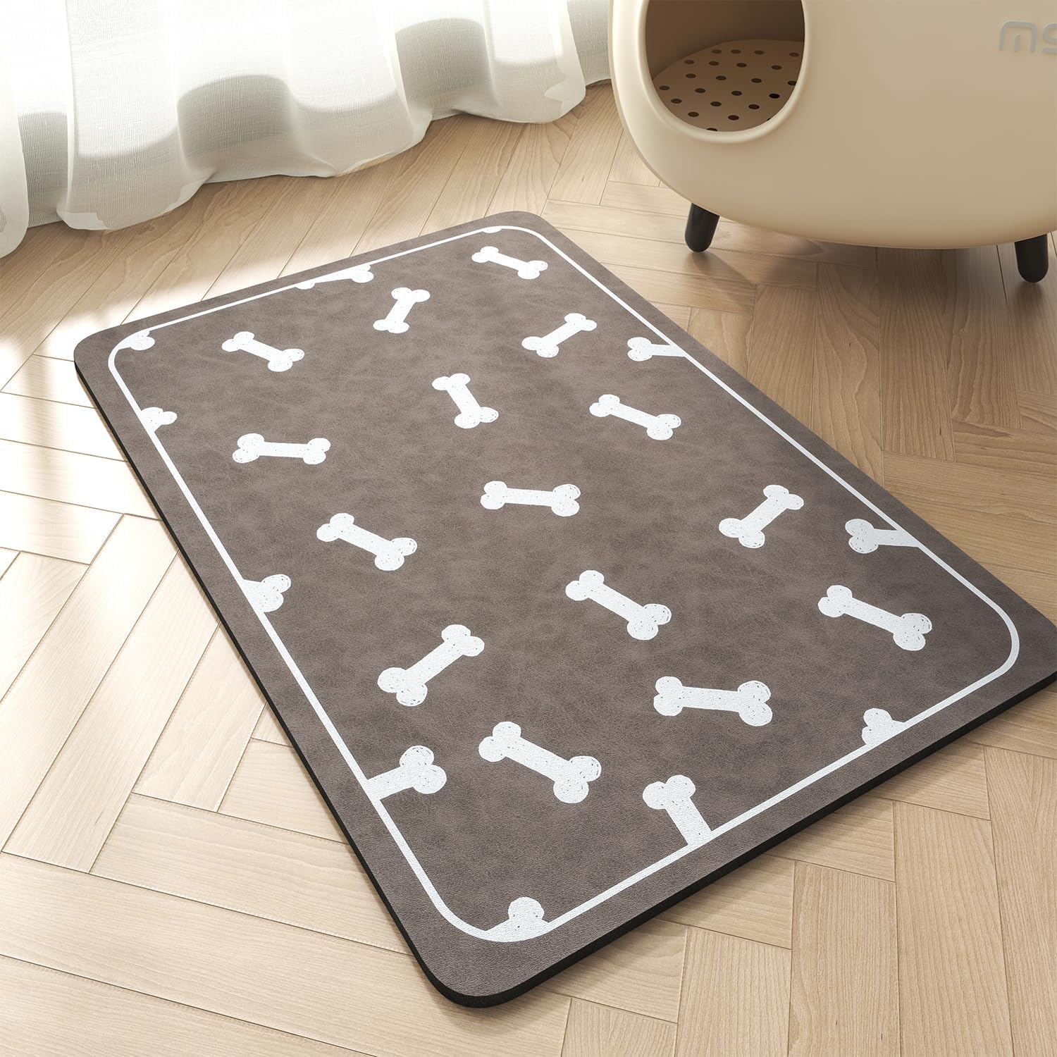 Tapete de alimentación para mascotas, tapete absorbente para comida y agua, sin manchas, fácil de limpiar, dispensador de agua para perros, tapete