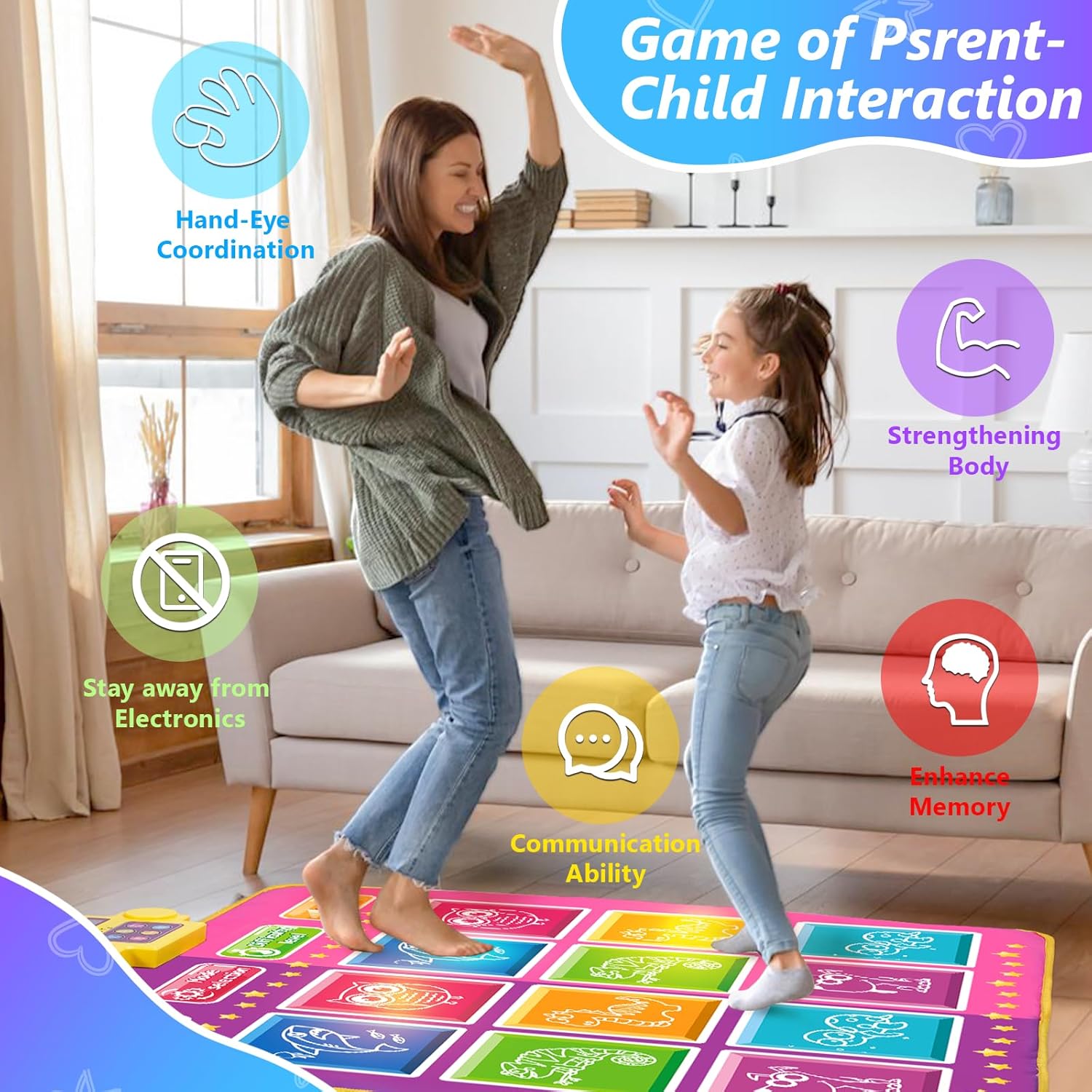 Juguetes de tapete de baile, regalo para niños y niñas de 3 a 12 años, tapete de baile de doble jugador, almohadilla electrónica con 12 botones
