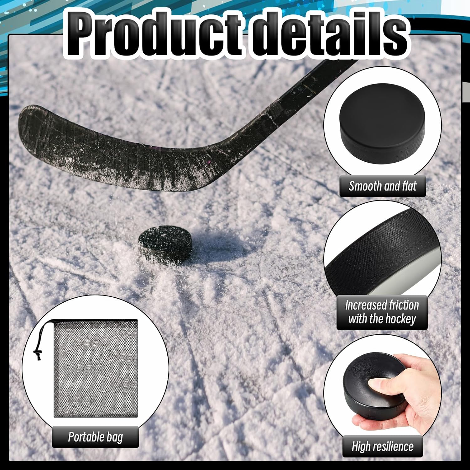 Sport Foam Ice Hockey Pucks 3 in for Practicing and Classic Training with Mesh Bag for Indoor Use Lightweight Hockey Supplies for Kid Adult, Safe