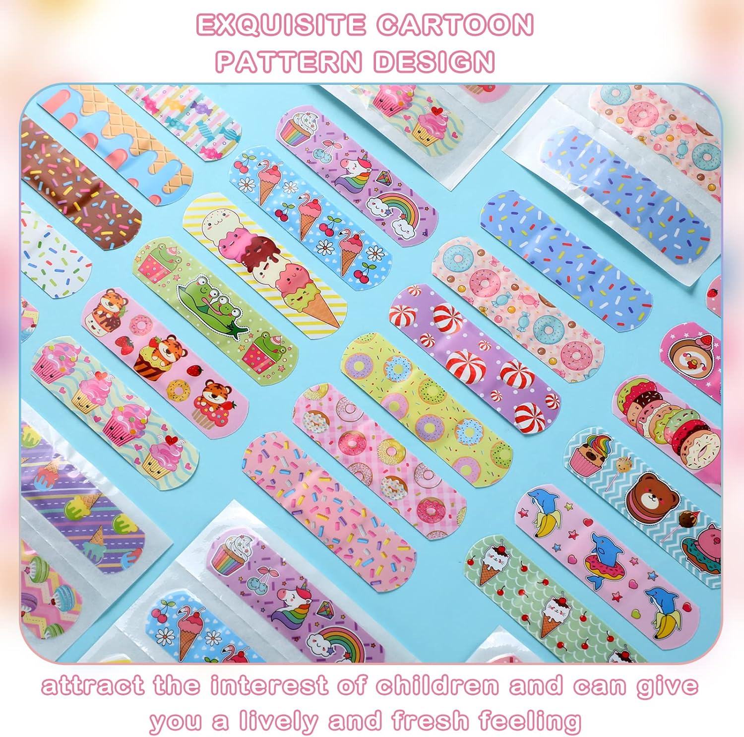 120 vendajes de 20 estilos para niños, lindos vendajes flexibles de dibujos animados, impermeables, transpirables, tiras que protegen cortes y