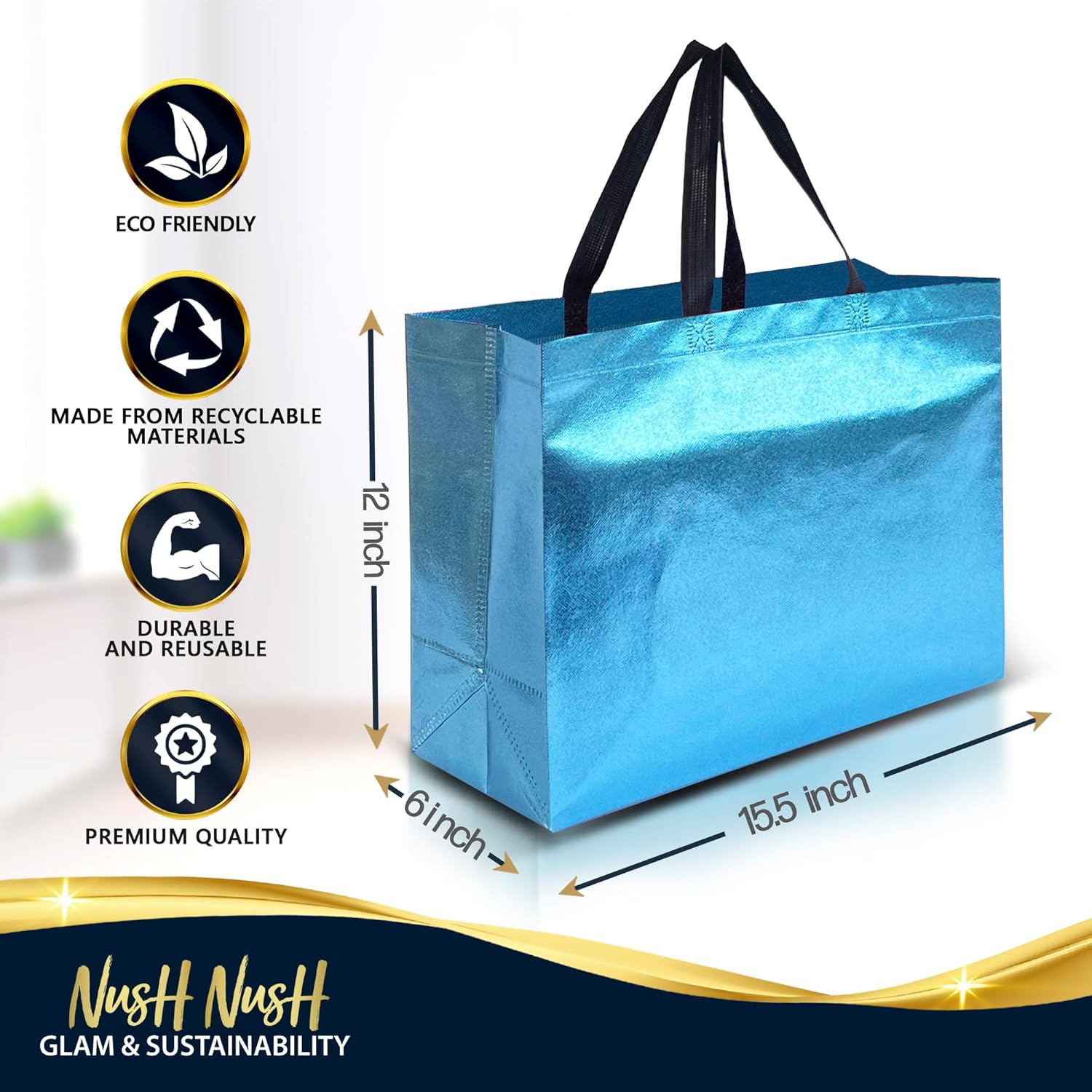Nush Nush Bolsas de regalo de colores mixtos de tamaño extra grande  Juego de 12 bolsas de regalo reutilizables de seis colores vibrantes con