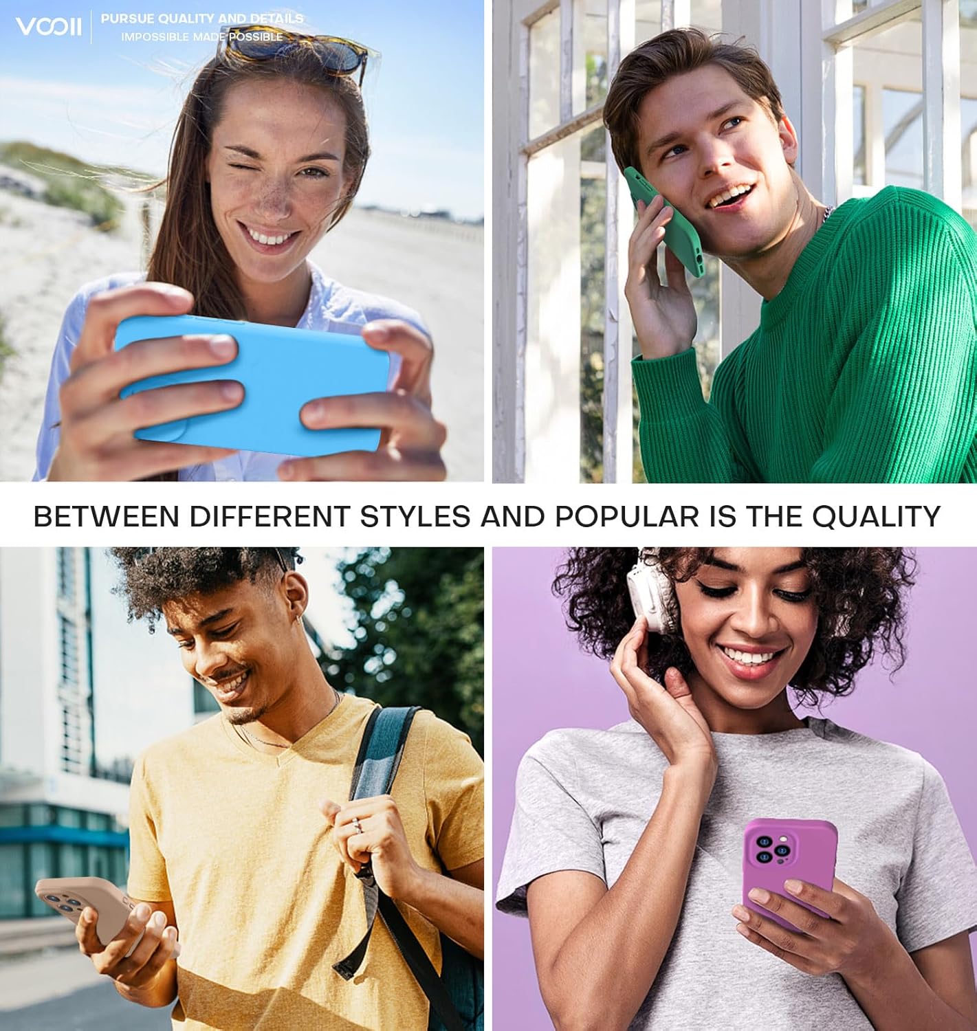 Vooii Funda compatible con iPhone 15 Pro, silicona líquida Defender mejorada, protección mejorada de la cámara forro de microfibra suave