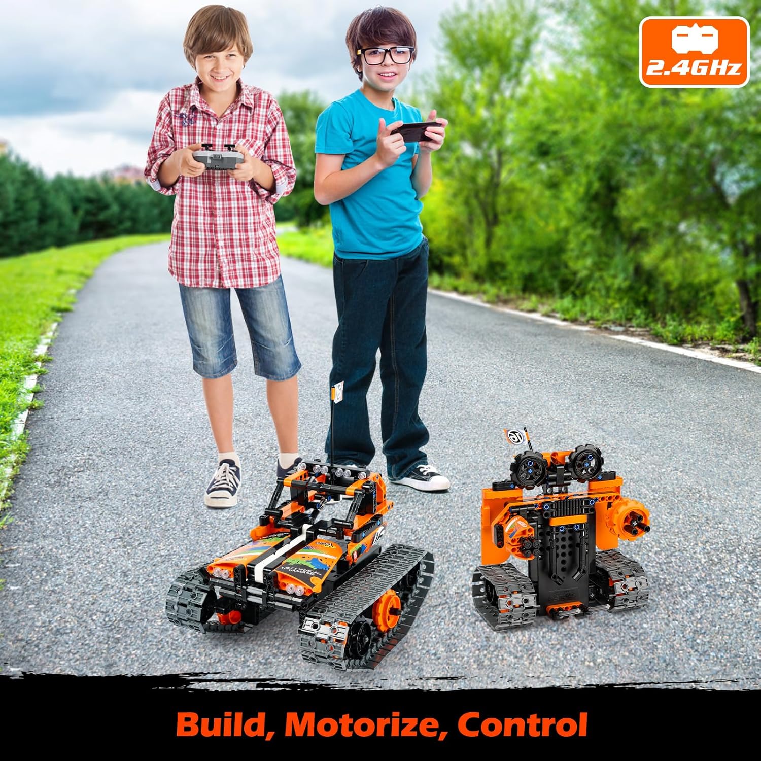 Juguetes de construcción STEM regalos para niños de 8 a 12 años de edad con control remoto y aplicación de control remoto y kit de tanque de robot