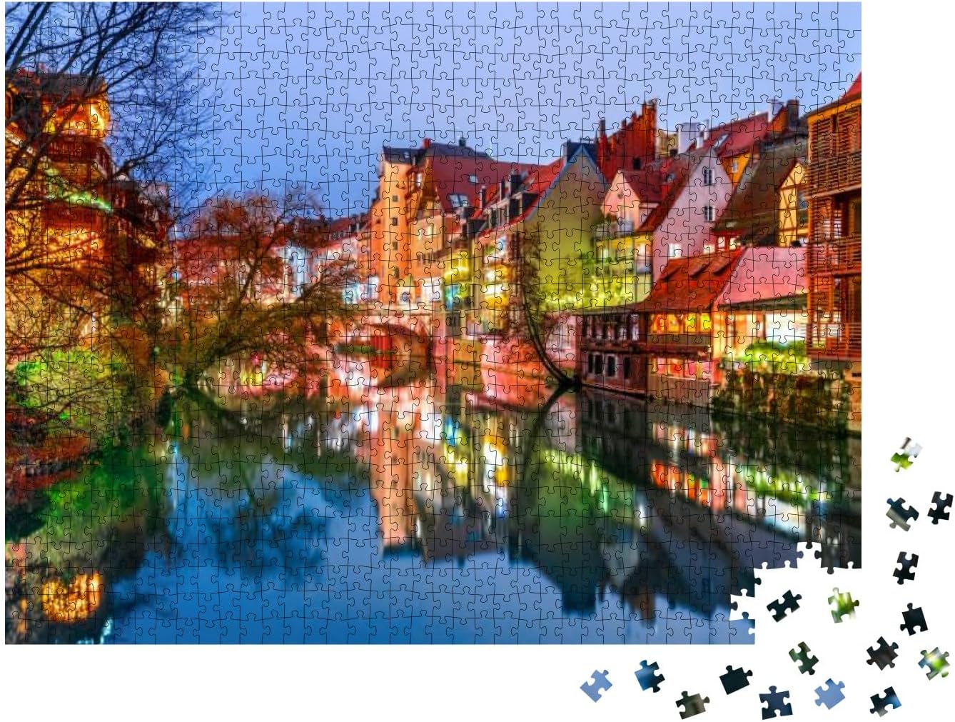 Nuremberg, casco antiguo histórico en el río Pegnitz Franconia… rompecabezas con 1000 piezas
