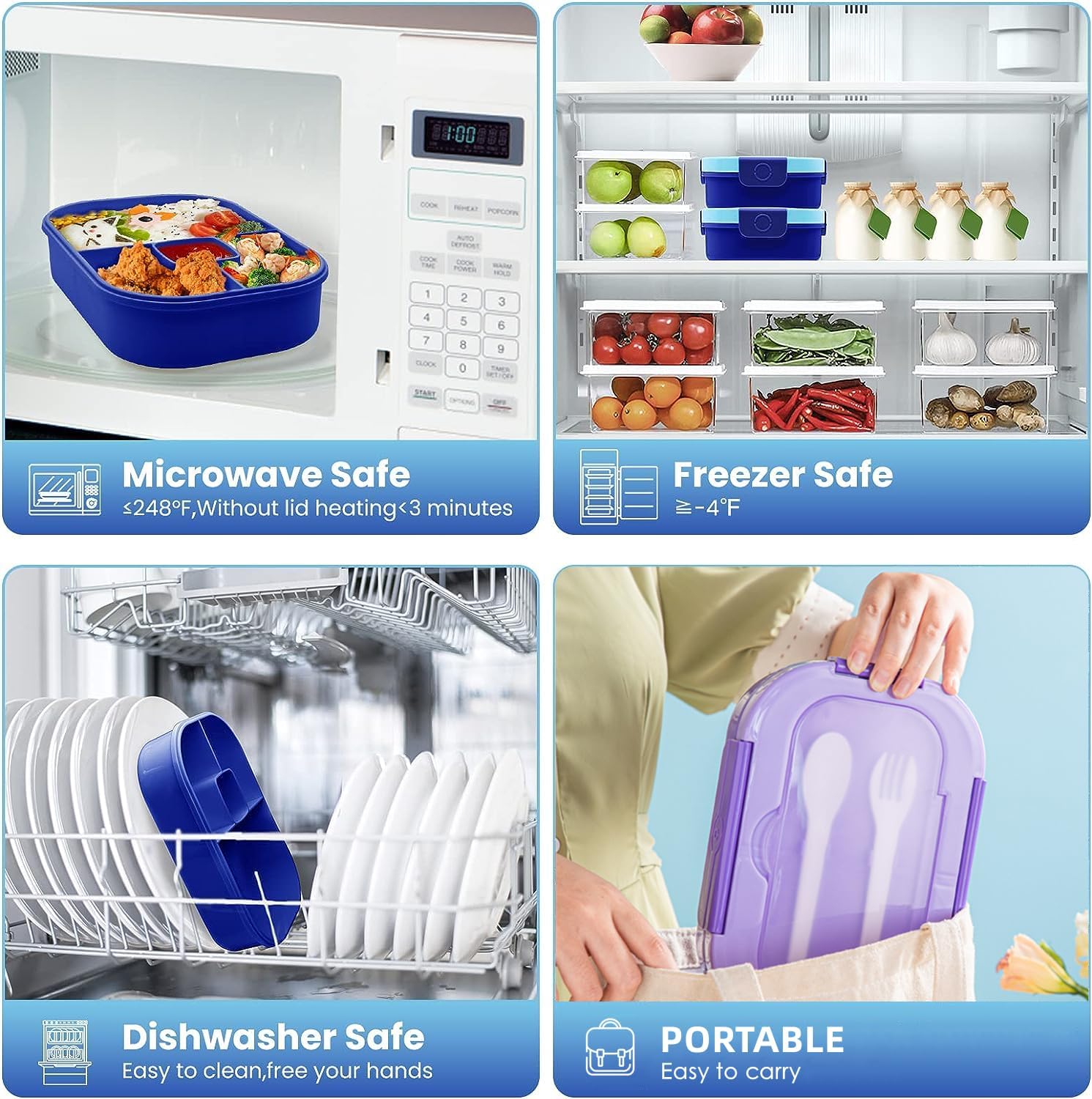 Ichiha Lonchera bento, lonchera para niños, lonchera de 44 onzas, 19 unidades, elegante lonchera para adolescentes, ideal para loncheras a prueba de