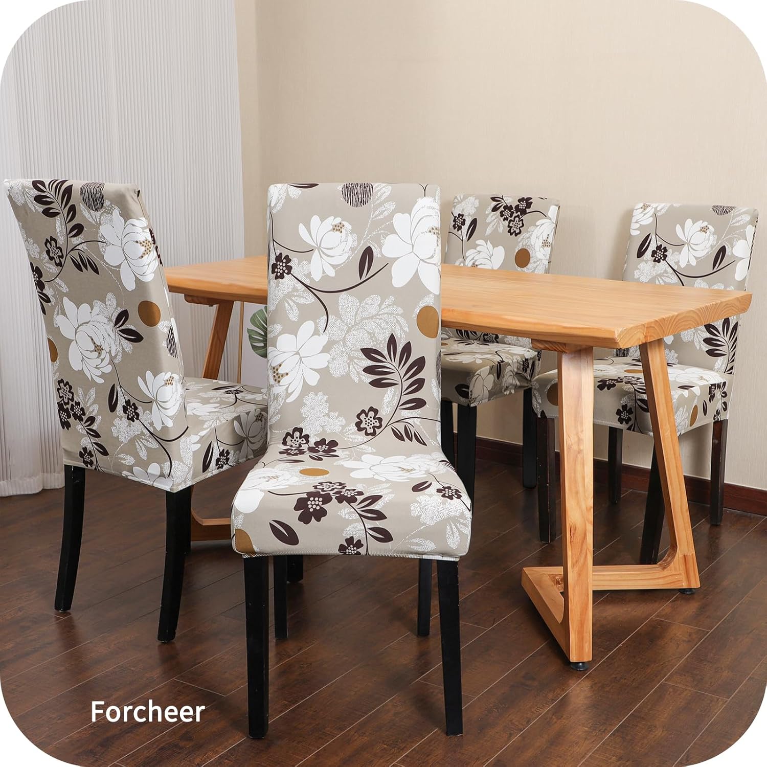FORCHEER Juego de 2 fundas elásticas para sillas de comedor, estampadas, elásticas, lavables, extraíbles para cocina, hotel, restaurante, ceremonia,