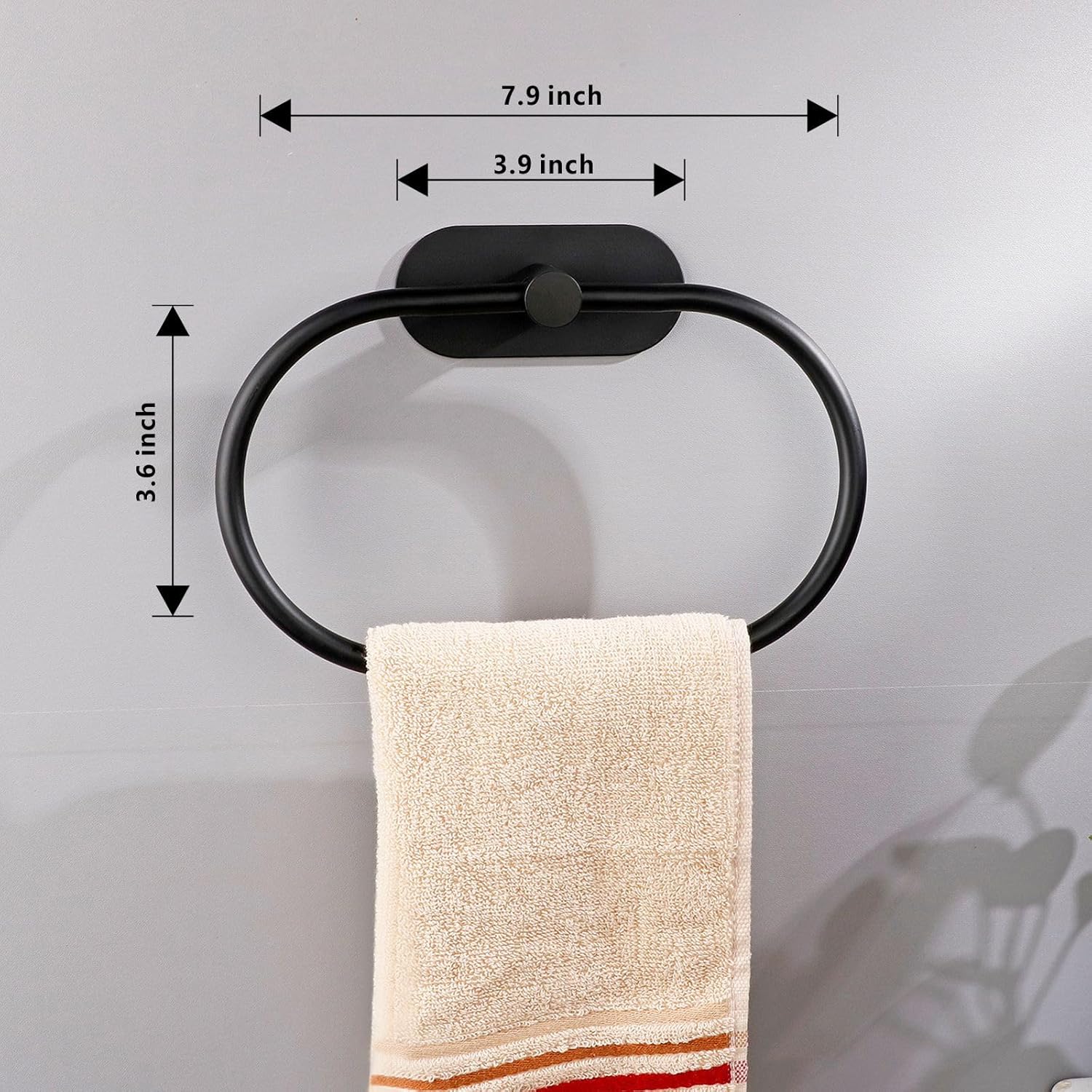 Toallero  anillo de toalla de baño, anillo de toalla de mano autoadhesivo para baño, soporte de toalla de mano adhesivo de acero inoxidable, sin