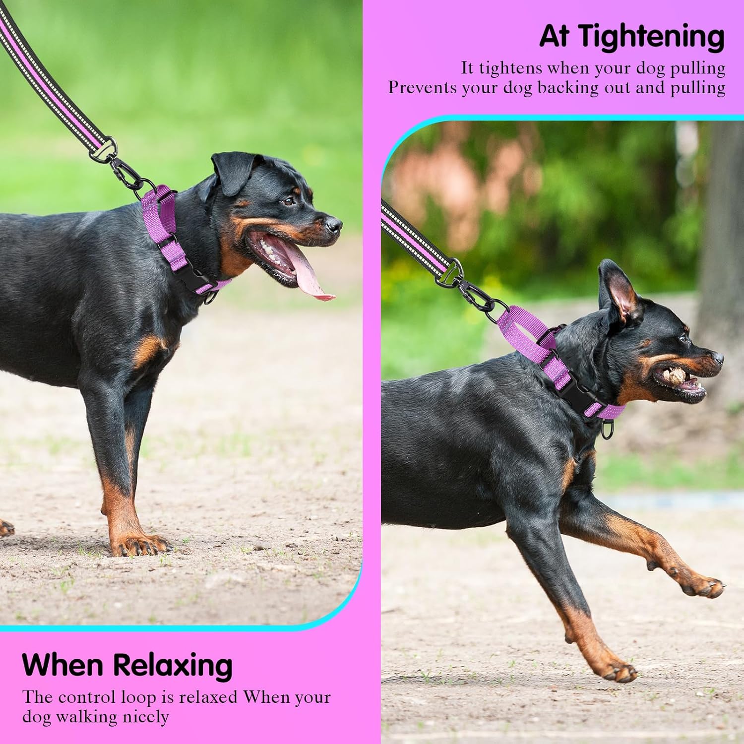 Collar Martingale para perros de entrenamiento, 1 unidad, collares reflectantes ajustables con hebilla, sin tirones, evita que se resbalen para