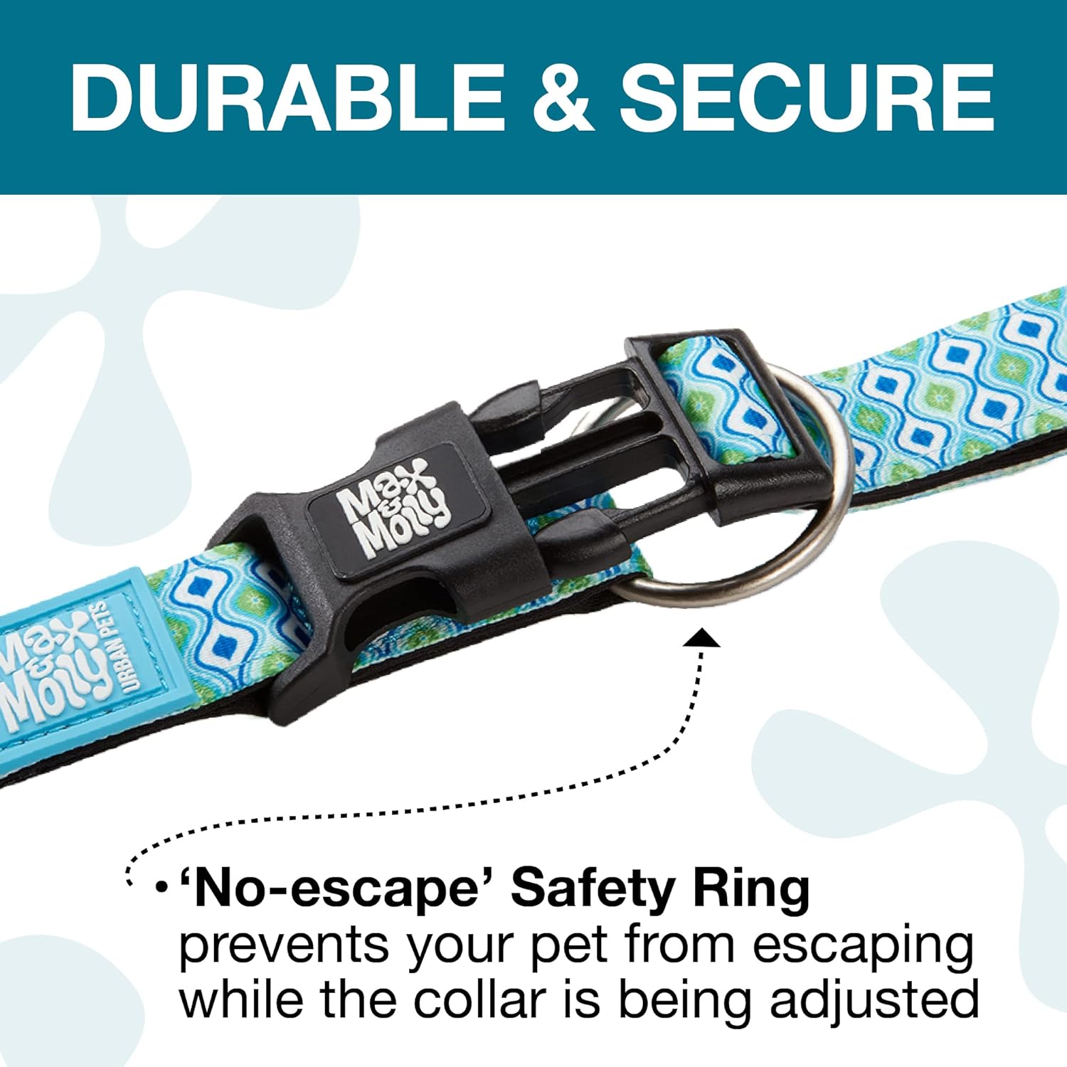 Max & Molly – Collar de neopreno acolchado suave con etiqueta de seguridad QR para mascotas, duradero, impermeable, antiolor, lavable a máquina,